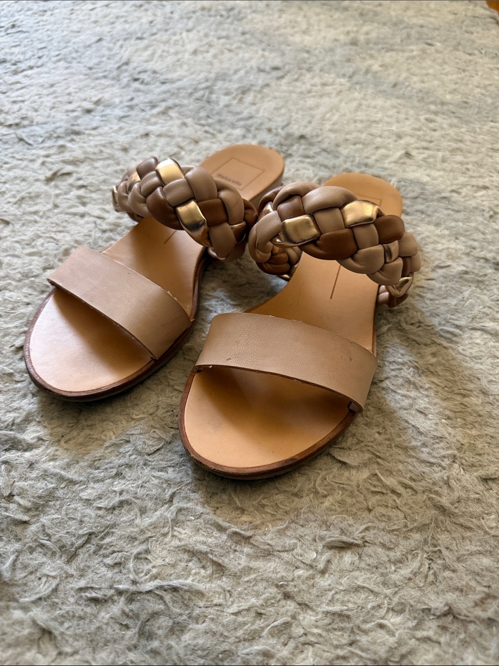 Dolce Vita Braided Double-Strap Slide Sandals - Beige